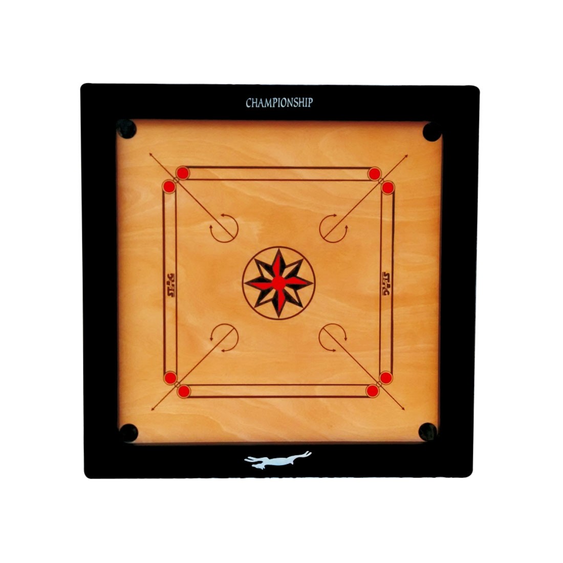 STAG CARROM BOARD CHAMPIONSHIP 4" BORDER 12MM M.D.F. WITH WHEELS