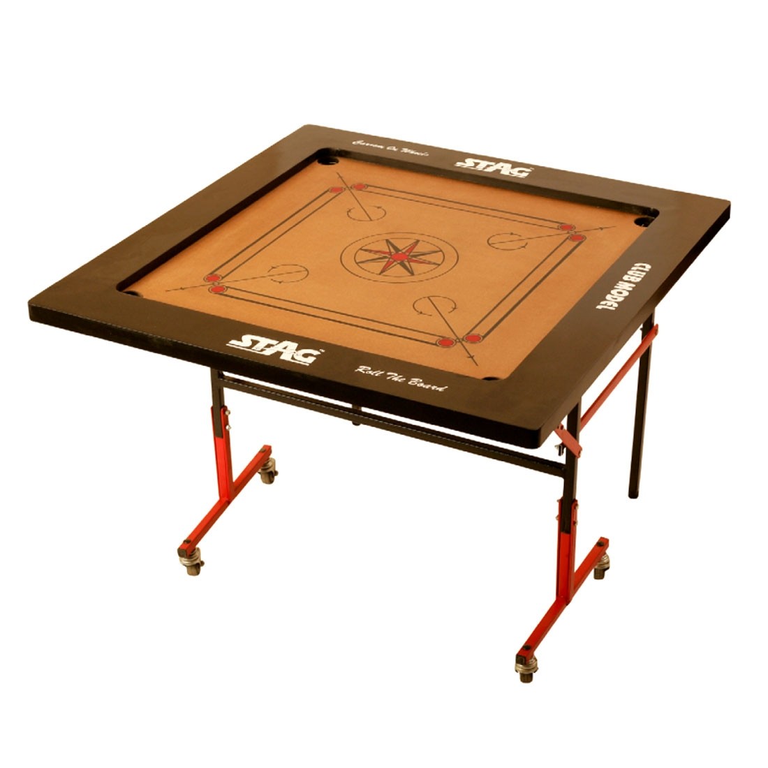 STAG CARROM BOARD CLUB 4" BORDER 6MM M.D.F. WITH WHEELS