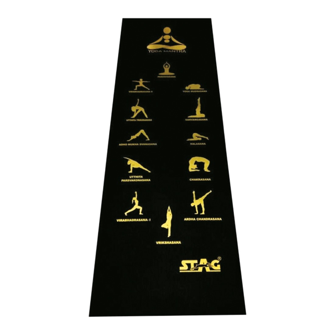 Black/golden Asana Mat 8 Mm With Bag