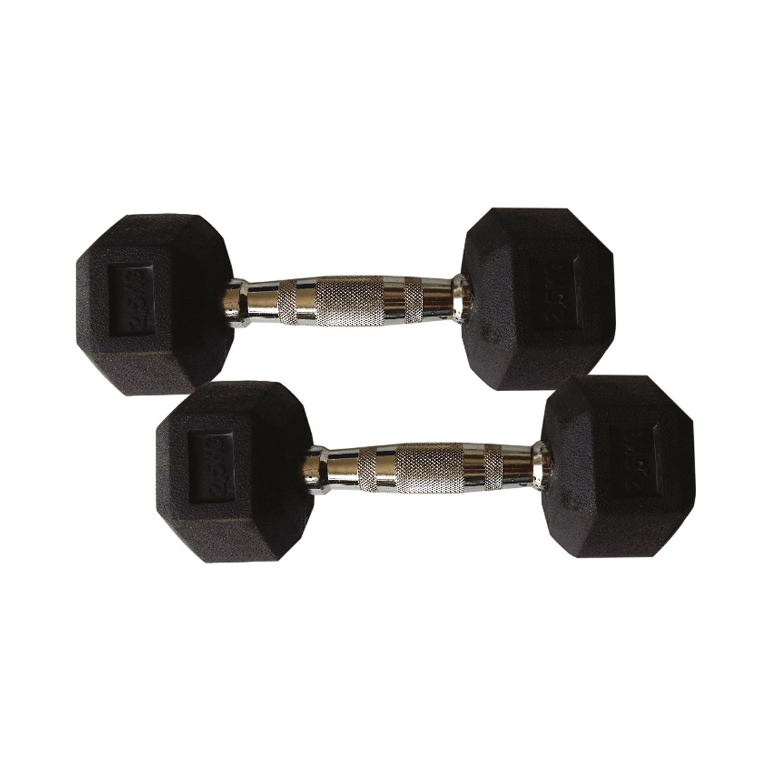 STAG DUMBBELL RUBBER PVC HEX BLACK, CHROME PLATED12.5KG