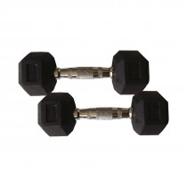 STAG DUMBBELL RUBBER PVC HEX BLACK, CHROME PLATED 25KG