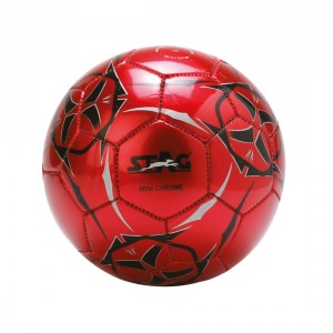 SOCCER BALLS, MINI CHROME, SHINNY PVC MACHINE STITCHED, RED