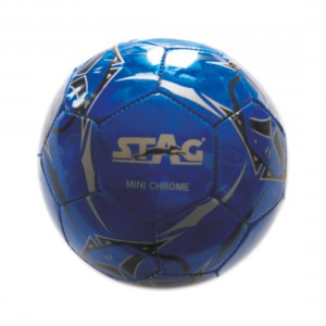 SOCCER BALLS, MINI CHROME, SHINNY PVC MACHINE STITCHED, BLUE