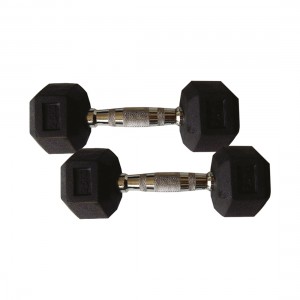 STAG DUMBBELL RUBBER PVC HEX BLACK, CHROME PLATED7.5KG